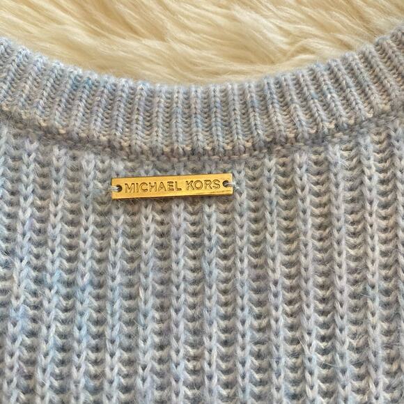 Michael Kors Wool-Blend Peekaboo Sweater Cold Shoulder Blue XS - Picture 6 of 13